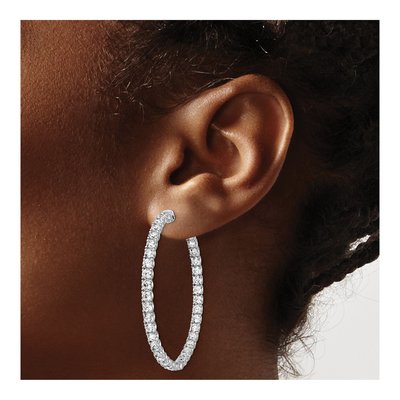 Sterling Silver 50mm CZ Inside-Out Hoop Earrings – view 4