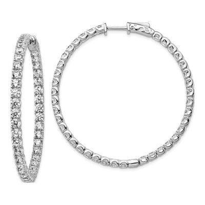 Sterling Silver 50mm CZ Inside-Out Hoop Earrings