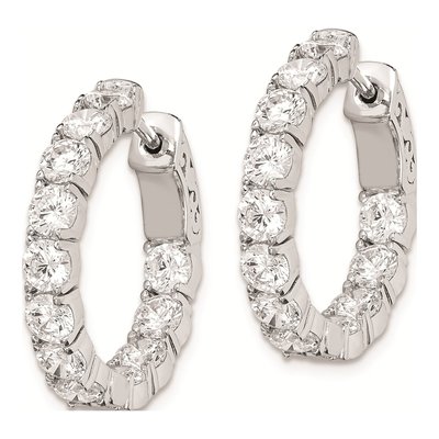 Sterling Silver 22mm CZ Inside-Out Hoop Earrings – view 3