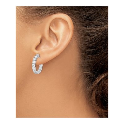 Sterling Silver 22mm CZ Inside-Out Hoop Earrings – view 4