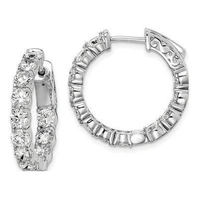 Sterling Silver 22mm CZ Inside-Out Hoop Earrings