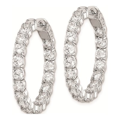 Sterling Silver 29mm CZ Inside-Out Hoop Earrings – view 3