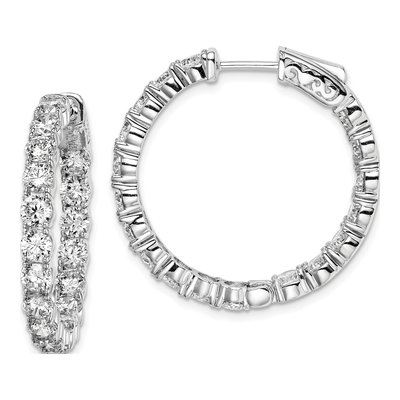 Sterling Silver 29mm CZ Inside-Out Hoop Earrings