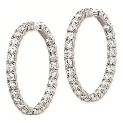 Sterling Silver 38mm CZ Inside-Out Hoop Earrings – view 3