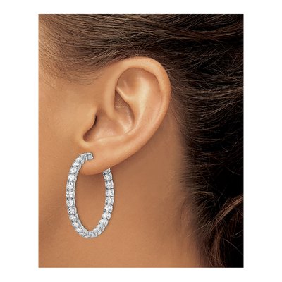 Sterling Silver 38mm CZ Inside-Out Hoop Earrings – view 4
