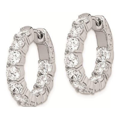 Sterling Silver 20mm CZ Inside-Out Hoop Earrings – view 3