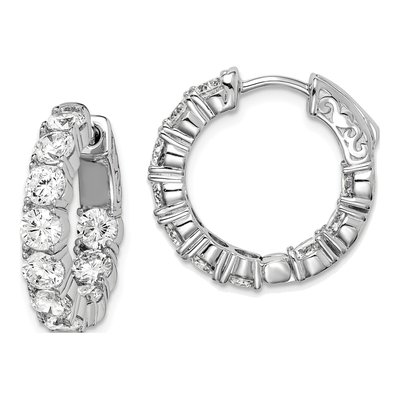 Sterling Silver 20mm CZ Inside-Out Hoop Earrings