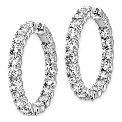 Sterling Silver 28mm CZ Inside-Out Hoop Earrings – view 3