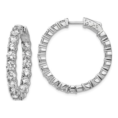 Sterling Silver 28mm CZ Inside-Out Hoop Earrings