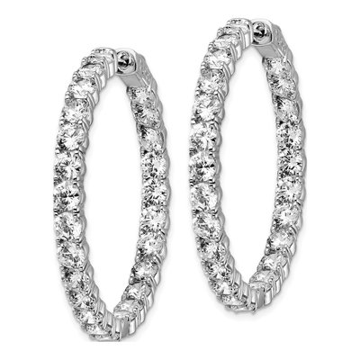 Sterling Silver 36mm CZ Inside-Out Hoop Earrings – view 3