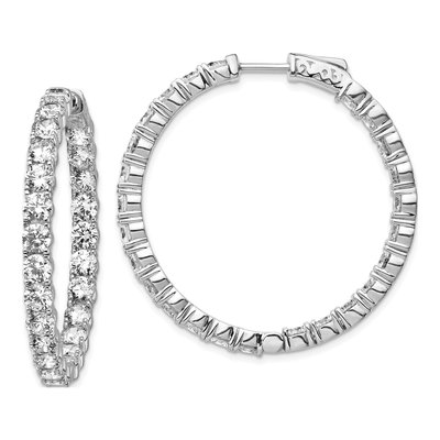 Sterling Silver 36mm CZ Inside-Out Hoop Earrings
