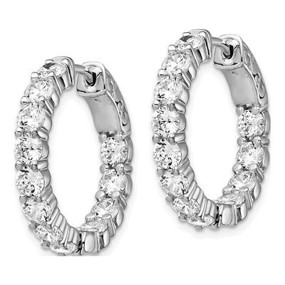 Sterling Silver 21mm CZ Inside-Out Hoop Earrings – view 3