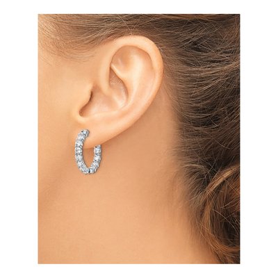Sterling Silver 21mm CZ Inside-Out Hoop Earrings – view 4