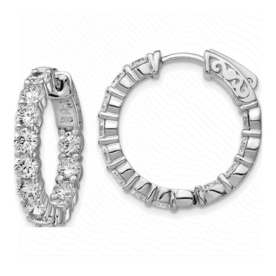 Sterling Silver 21mm CZ Inside-Out Hoop Earrings