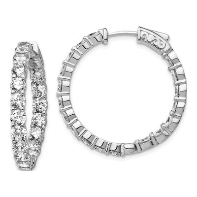 Sterling Silver 28mm CZ Inside-Out Hoop Earrings