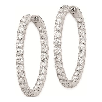 Sterling Silver 39mm CZ Inside-Out Hoop Earrings – view 3