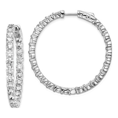Sterling Silver 39mm CZ Inside-Out Hoop Earrings