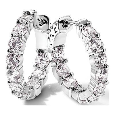 Sterling Silver 20mm CZ Inside-Out Hoop Earrings – view 6