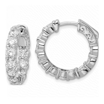 Sterling Silver 20mm CZ Inside-Out Hoop Earrings
