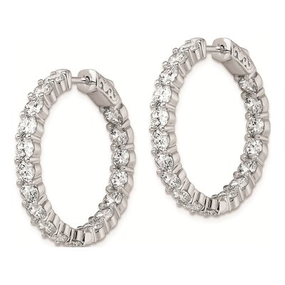 Sterling Silver 30mm CZ Inside-Out Hoop Earrings – view 3