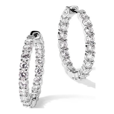 Sterling Silver 30mm CZ Inside-Out Hoop Earrings – view 6