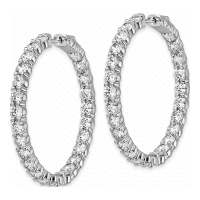 Sterling Silver 40mm CZ In-And-Out Hoop Earrings – view 3