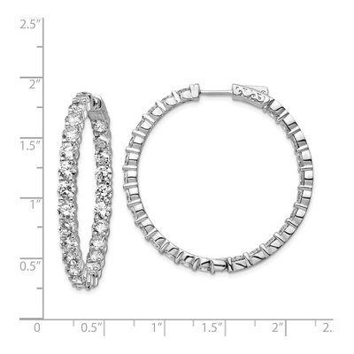 Sterling Silver 40mm CZ In-And-Out Hoop Earrings – view 5