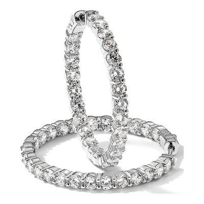Sterling Silver 40mm CZ In-And-Out Hoop Earrings – view 6