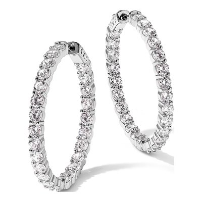Sterling Silver 40mm CZ In-And-Out Hoop Earrings – view 7