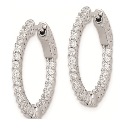 Sterling Silver 21mm CZ Inside-Out Hoop Earrings – view 3