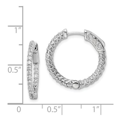 Sterling Silver 21mm CZ Inside-Out Hoop Earrings – view 5