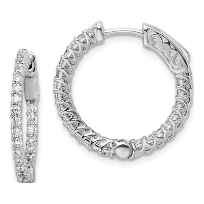 Sterling Silver 21mm CZ Inside-Out Hoop Earrings