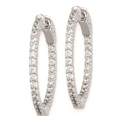 Sterling Silver 25mm CZ Inside-Out Hoop Earrings – view 3