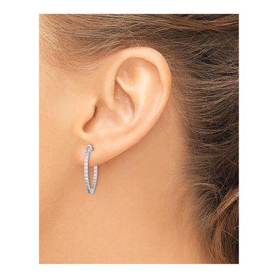 Sterling Silver 25mm CZ Inside-Out Hoop Earrings – view 4