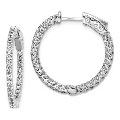 Sterling Silver 25mm CZ Inside-Out Hoop Earrings