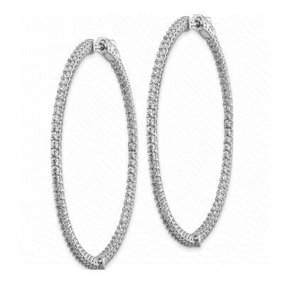 Sterling Silver 52mm CZ Inside-Out Hoop Earrings – view 3
