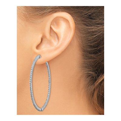 Sterling Silver 52mm CZ Inside-Out Hoop Earrings – view 4