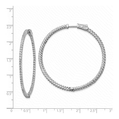 Sterling Silver 52mm CZ Inside-Out Hoop Earrings – view 5