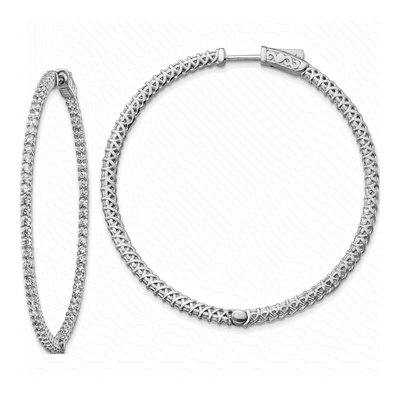 Sterling Silver 52mm CZ Inside-Out Hoop Earrings