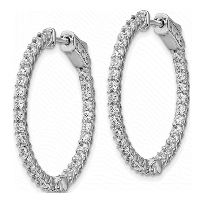 Sterling Silver 29mm CZ Inside-Out Hoop Earrings – view 3