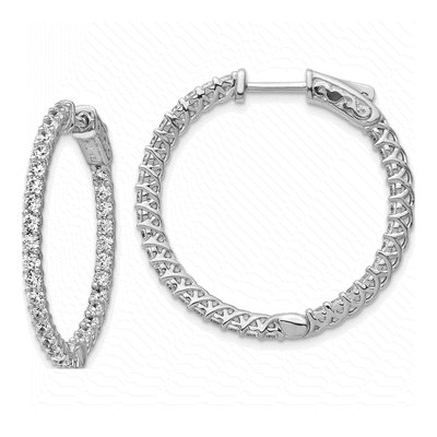 Sterling Silver 29mm CZ Inside-Out Hoop Earrings