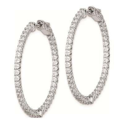 Sterling Silver 38mm CZ Inside-Out Hoop Earrings – view 3
