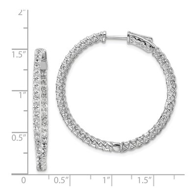 Sterling Silver 38mm CZ Inside-Out Hoop Earrings – view 5