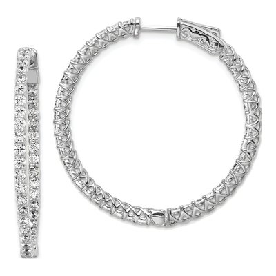 Sterling Silver 38mm CZ Inside-Out Hoop Earrings