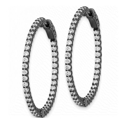 Sterling Silver 35mm CZ Hoop Earrings – view 3