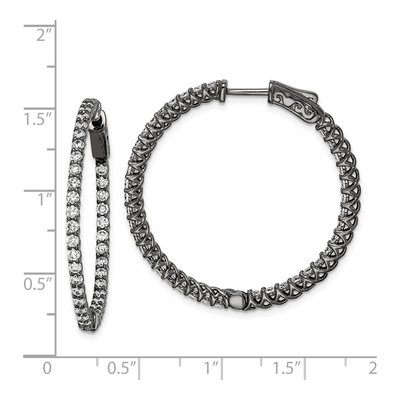 Sterling Silver 35mm CZ Hoop Earrings – view 5
