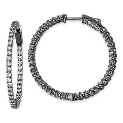 Sterling Silver 35mm CZ Hoop Earrings