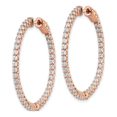 Rose Gold-Plated Sterling Silver 35mm CZ Inside-Out Hoop Earrings – view 3