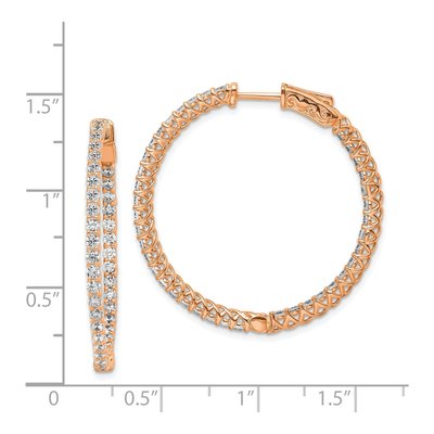 Rose Gold-Plated Sterling Silver 35mm CZ Inside-Out Hoop Earrings – view 5