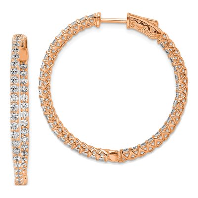 Rose Gold-Plated Sterling Silver 35mm CZ Inside-Out Hoop Earrings